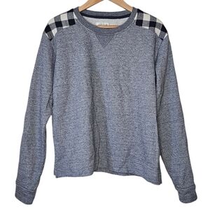 Orvis Crew Sweater Buffalo Plaid Gray Black Size Small